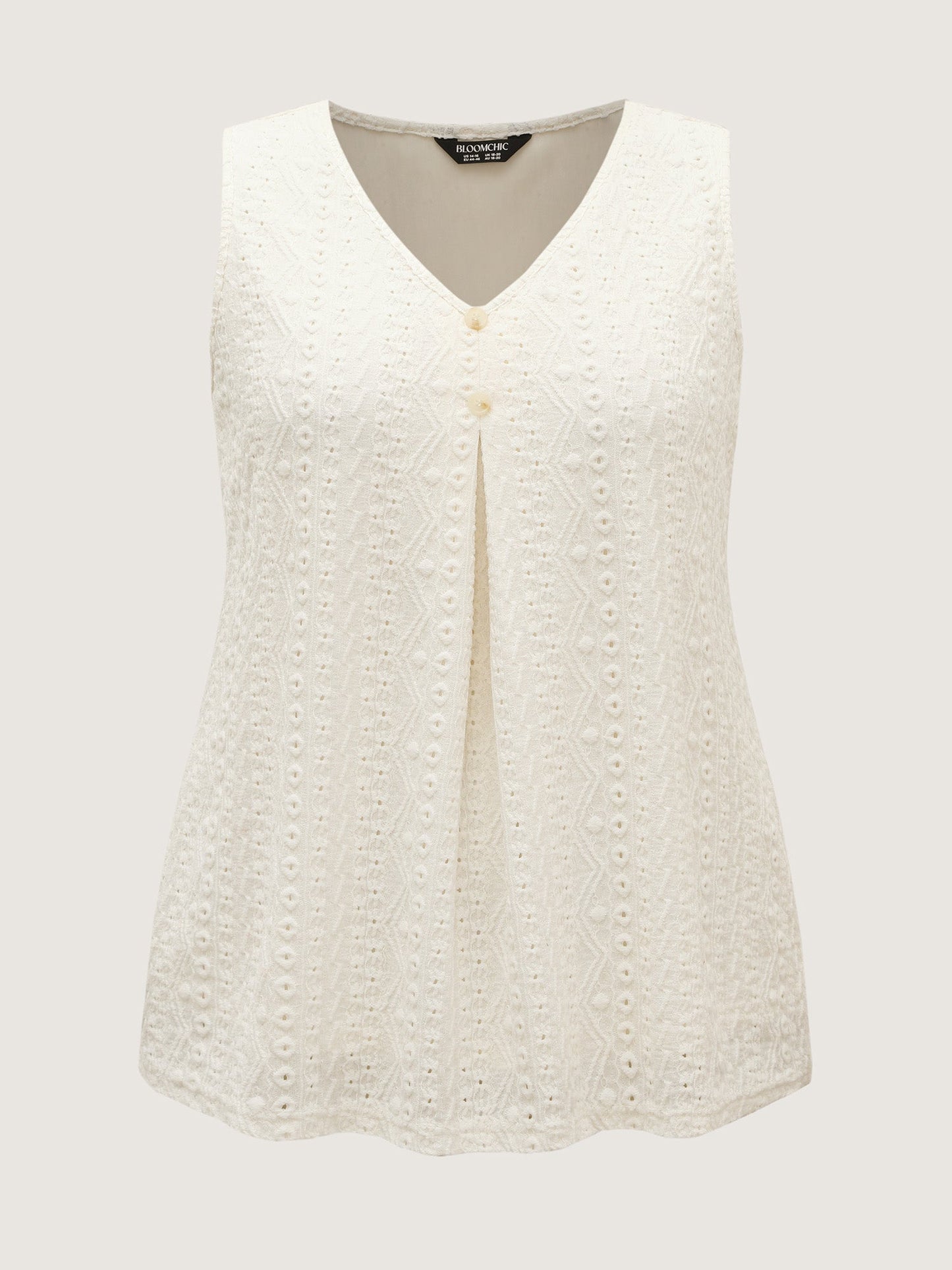 Textured Pleated Front Button Tank Top