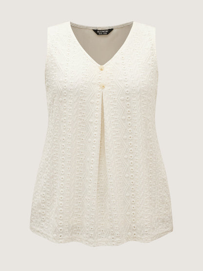 Textured Pleated Front Button Tank Top