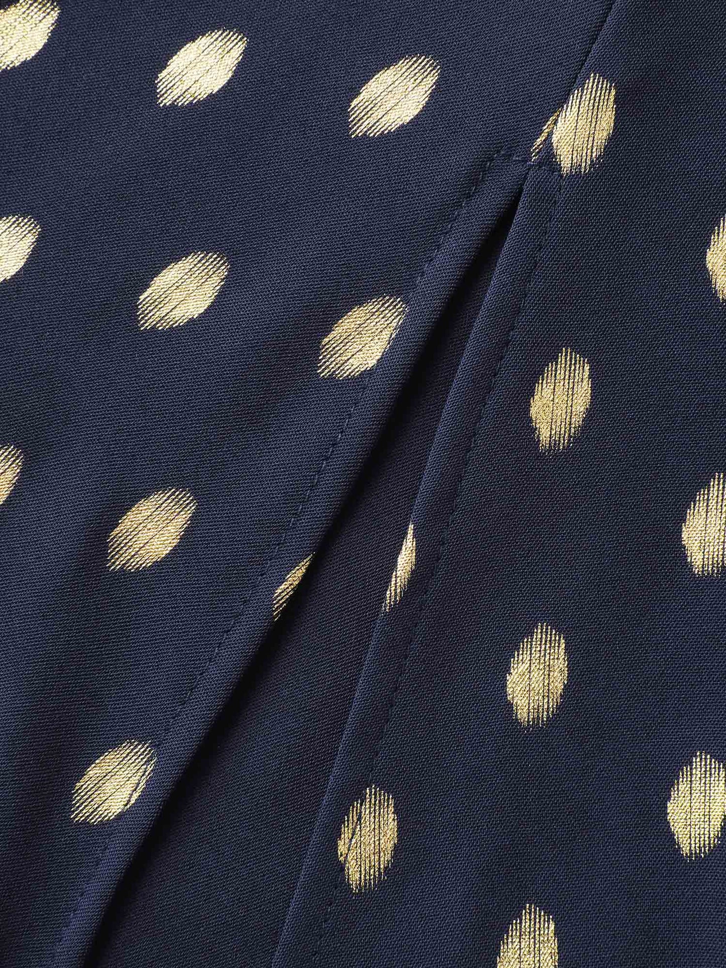 Gold Polka Dots Waist-Defining Midi Dress