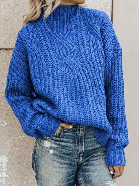 Solid Casual Loose Sweater