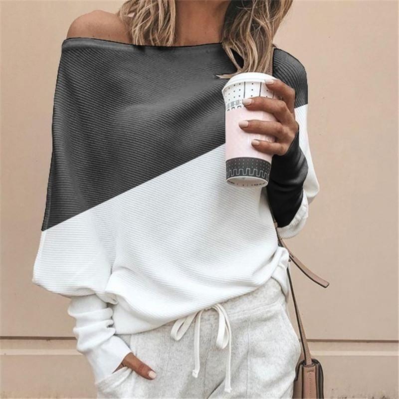 Loose Casual Women's Stitching Color Long-Sleeved Blouse Tops