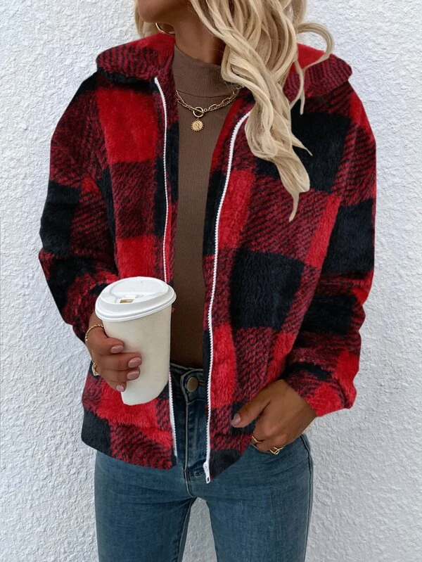Gingham Zip Cotton Jacket