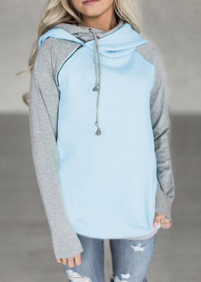 Matching color long sleeve zipper Tops