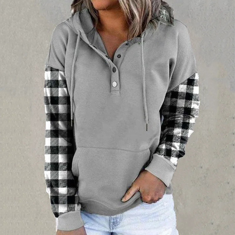 Casual Cotton Blends Checked/Plaid Hooded Regular Fit Sweatshirts