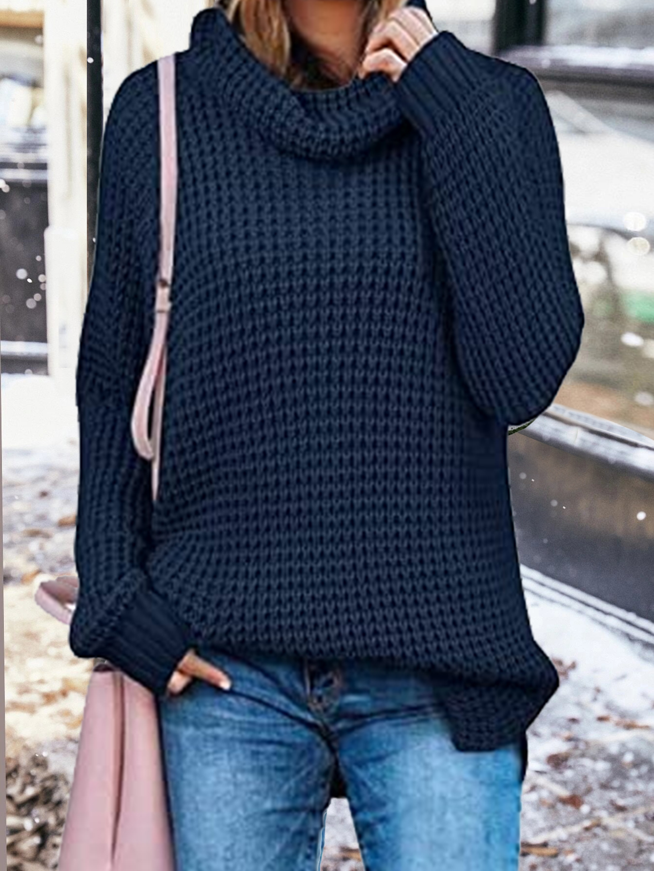 Women's Long Sleeve Turtleneck Loose Sweater