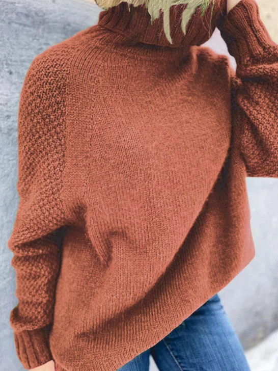 Casual Loose Turtleneck Tunic Sweater Knit Jumper
