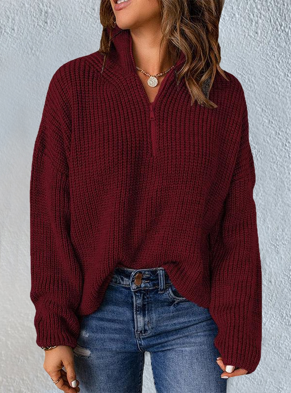 Casual Stand Collar Cotton Sweater Sweater