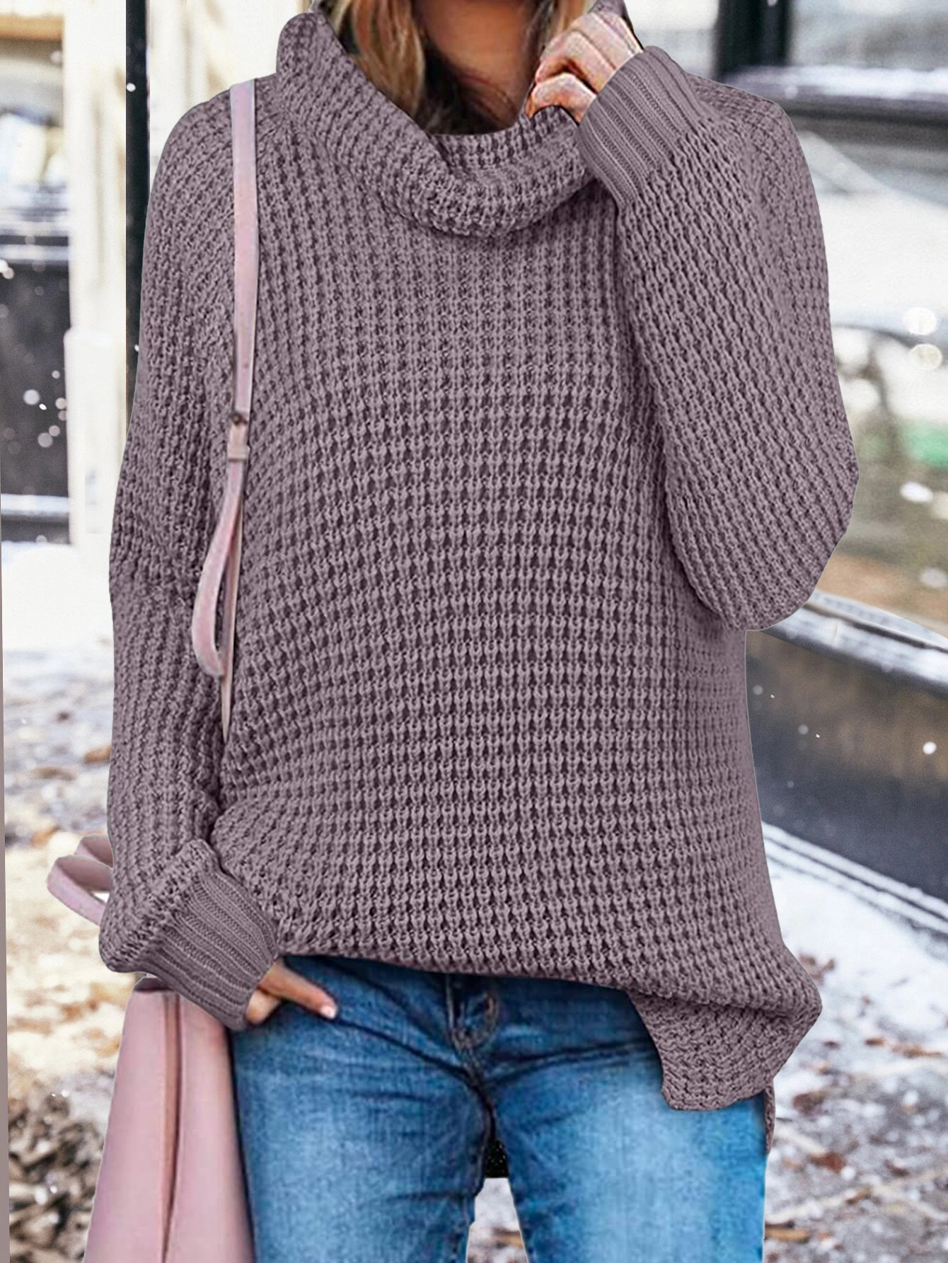 Women's Long Sleeve Turtleneck Loose Sweater