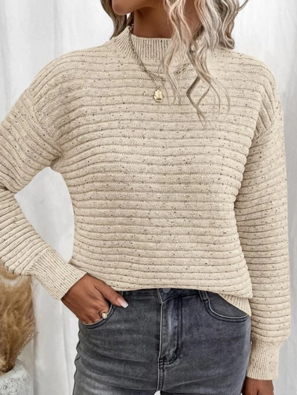 Mock Neck Drop Shoulder Sweater