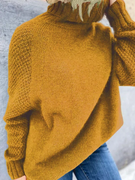 Casual Loose Turtleneck Tunic Sweater Knit Jumper