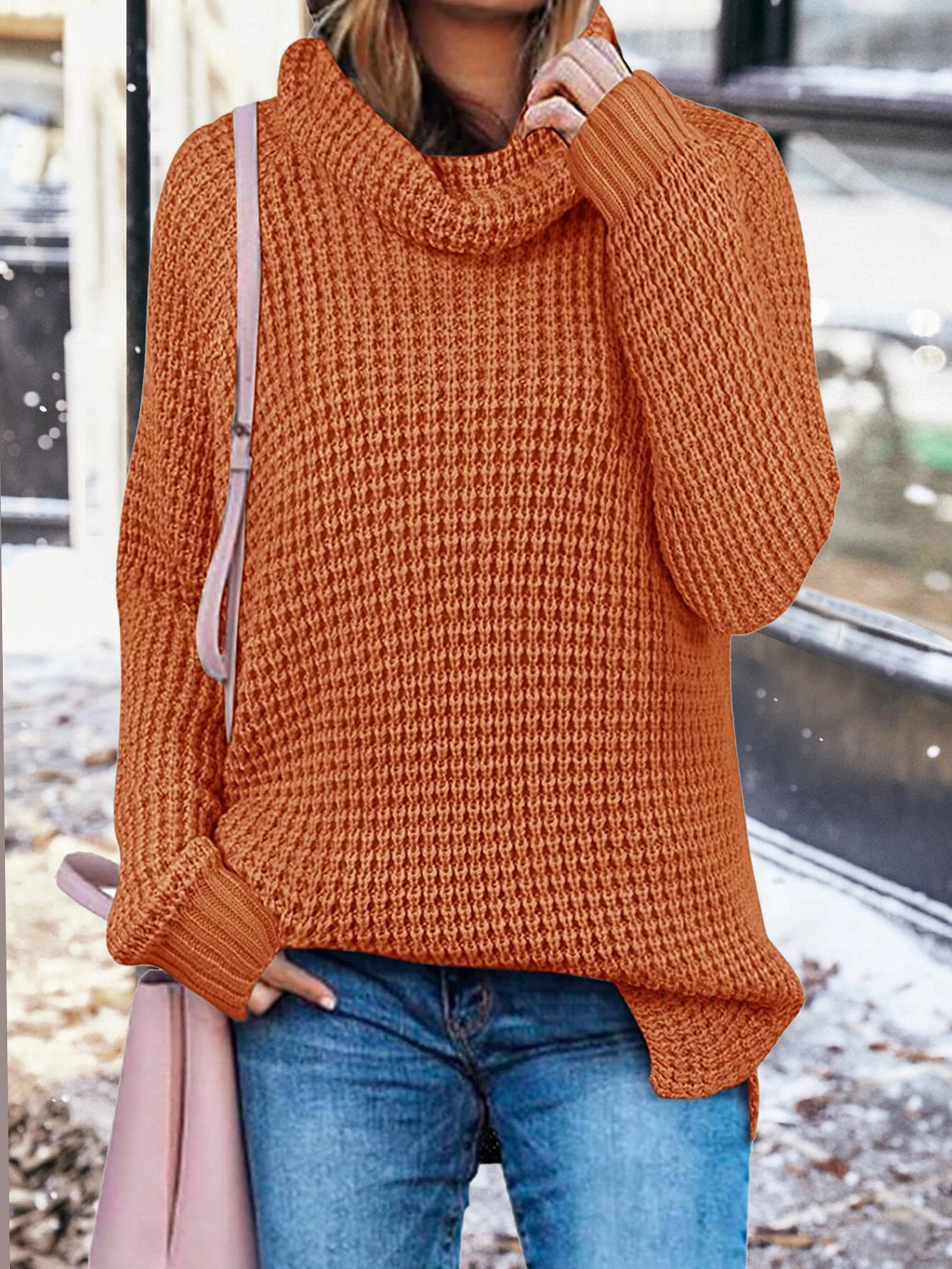 Women's Long Sleeve Turtleneck Loose Sweater