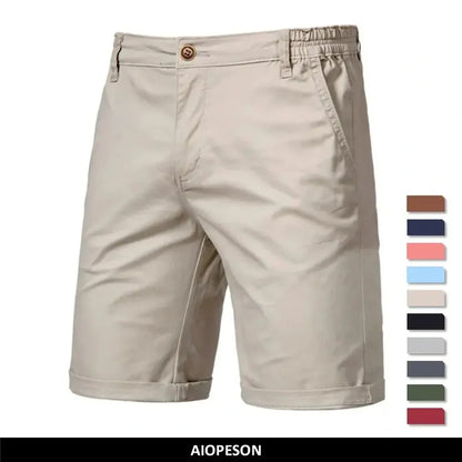 🔥Last Day Promotion🔥Summer 100% Cotton Solid Shorts Men High Quality Casual Business Social Elastic Waist Men Shorts