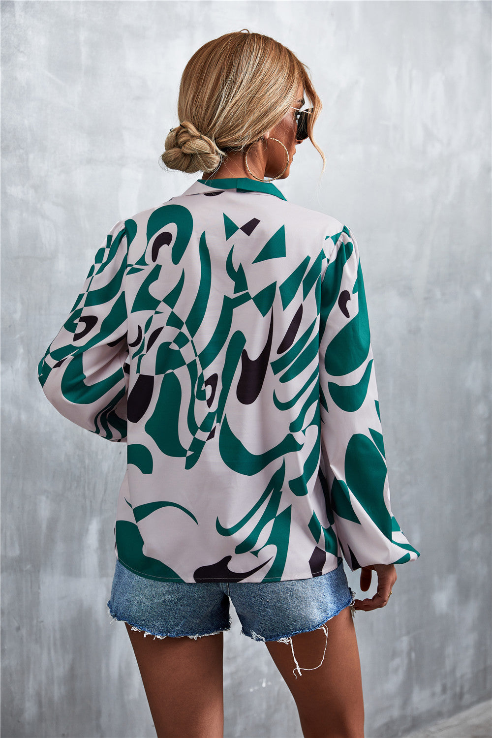 Hot Sale V Neck Tie Vintage Print Tops