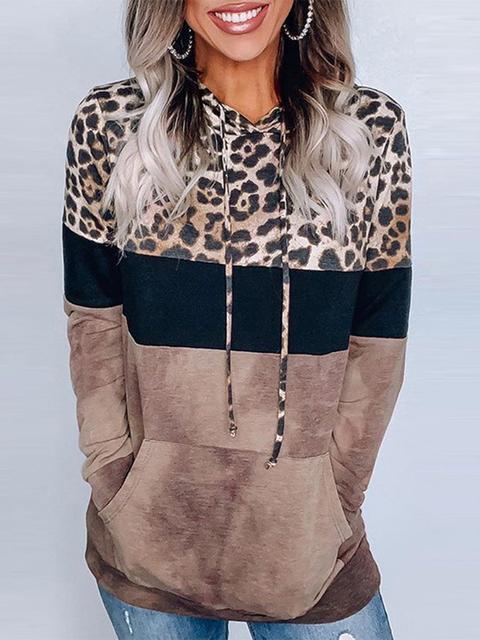 Leopard Print Drawstring Tops