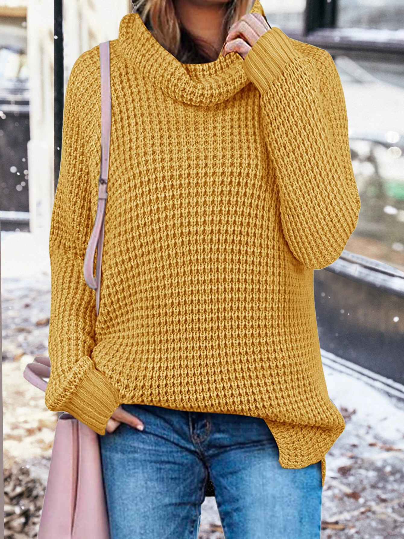 Women's Long Sleeve Turtleneck Loose Sweater